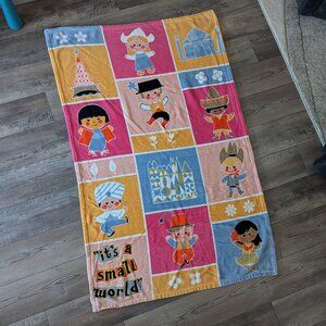 Disney Parks Original Souvenir It's A Small World Cozy Throw Blanket 40x70